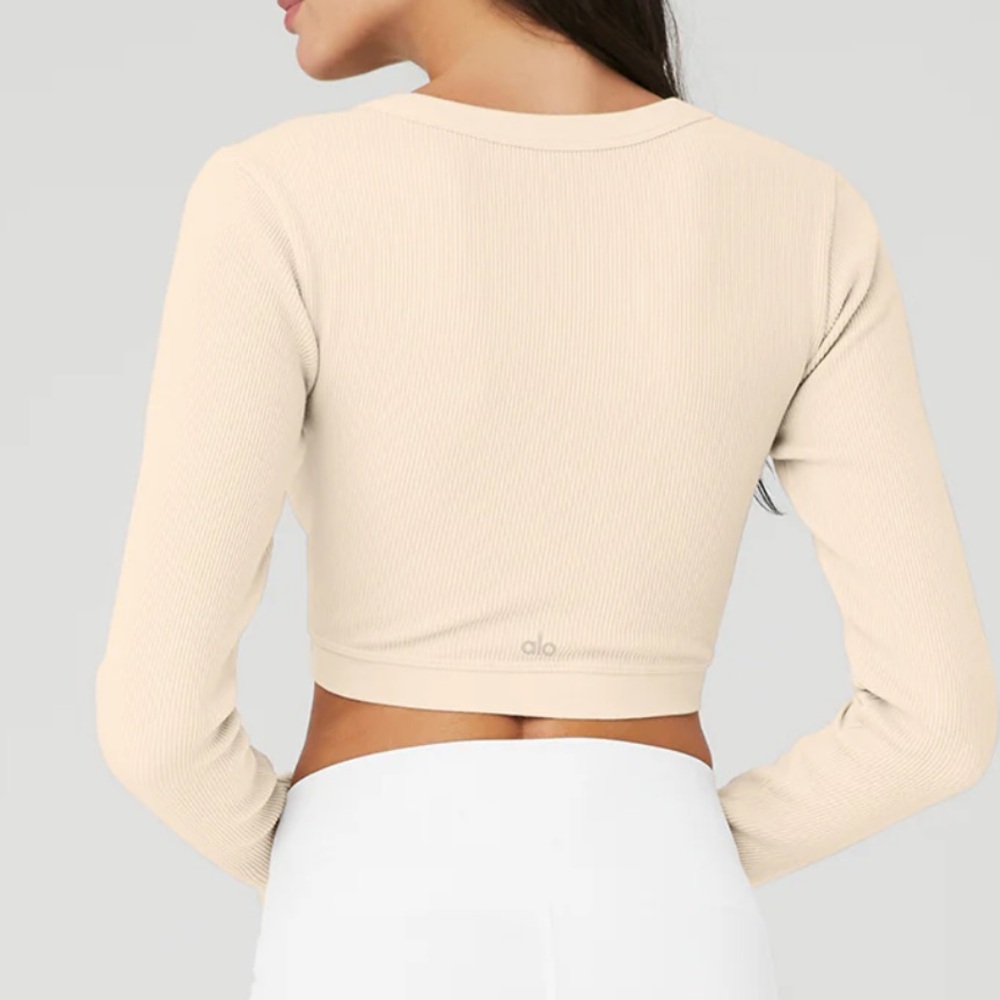 NWT 🌟 ALO Yoga Seamless Ribbed Cropped Serene Long Sleeve - Picture 2 of 4